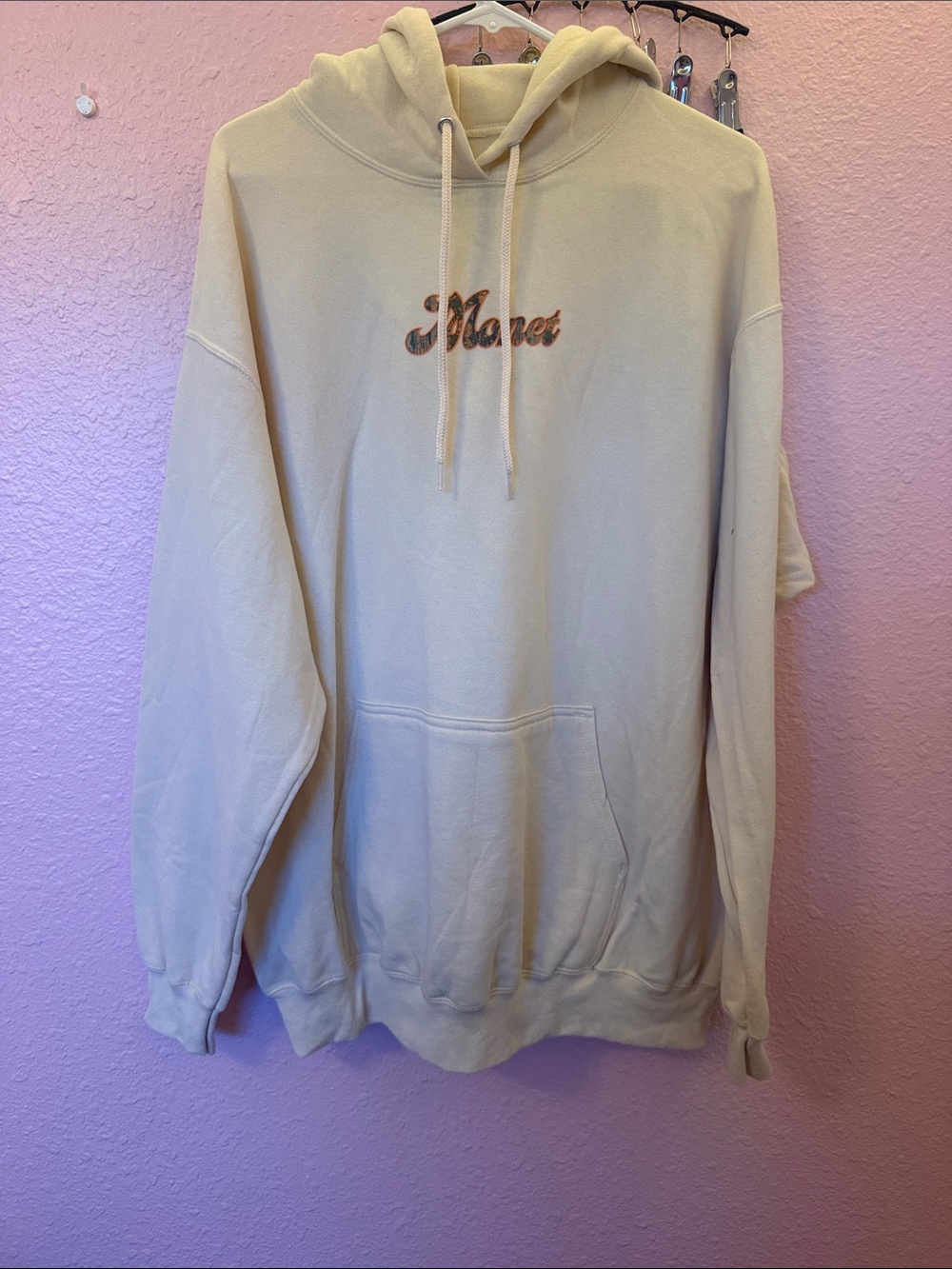 Men’s Monet Cream Oversized Hoodie with Script Logo